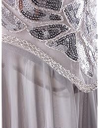 Vestido de graduación largo Vijiv de la década de 1920, con lentejuelas, tipo Art Deco, para la noche, con espalda con cuello en V