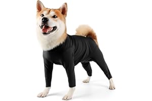 DUE FELICE Black Female Dog Surgery Onesie - Anti Shedding Recovery Suit for Post-Surgery Dogs - Small