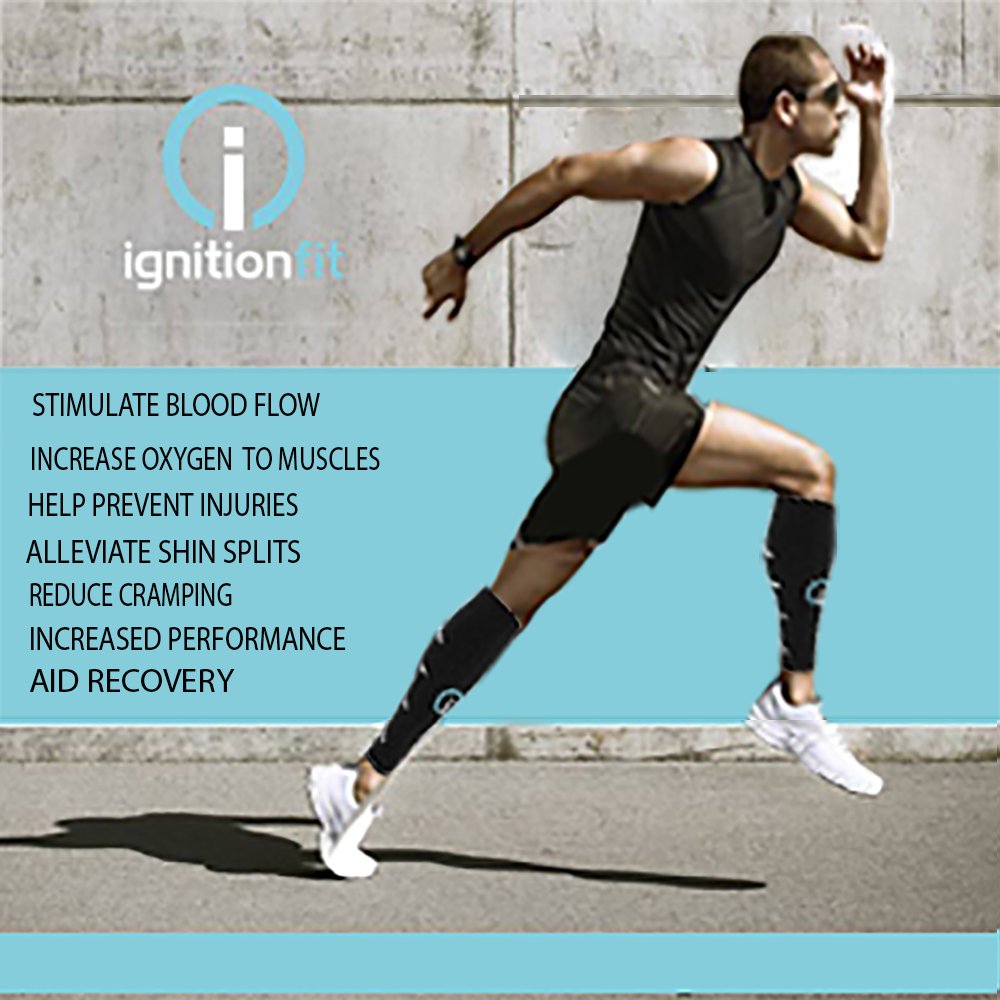 Calf Compression Sleeves for Running and Cycling - Mens and Women's - 2 pair Compression Leggings / Guards / Socks Ideal for Reducing and Accelerating Recovery from Running Injuries - PRIME SHIPPING