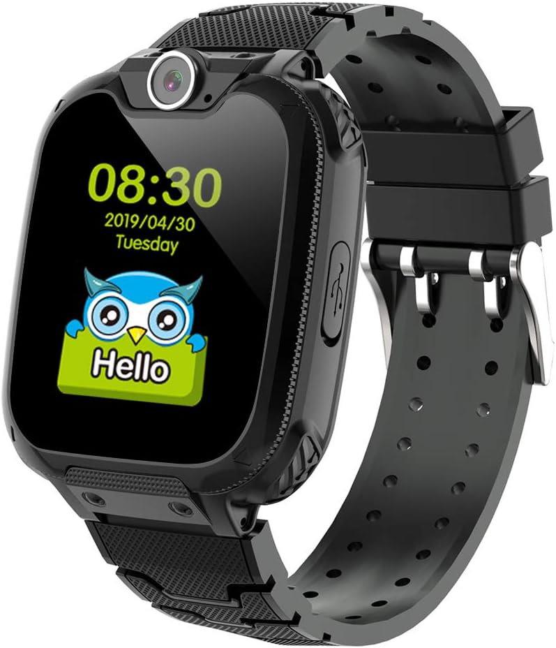 Deyawe Kids Smartwatch Phone,Colorful Touch Screen Smartwatch with Camera Games Touch Screen SOS Call Voice Chatting Christmas Birthday Gift (Balck)