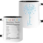Pfkfo Taurus Zodiac Mug, 11 Oz White Porcelain Cylinder Mug for Hot Drinks, Modern Astrology Theme, Perfect for Home Use