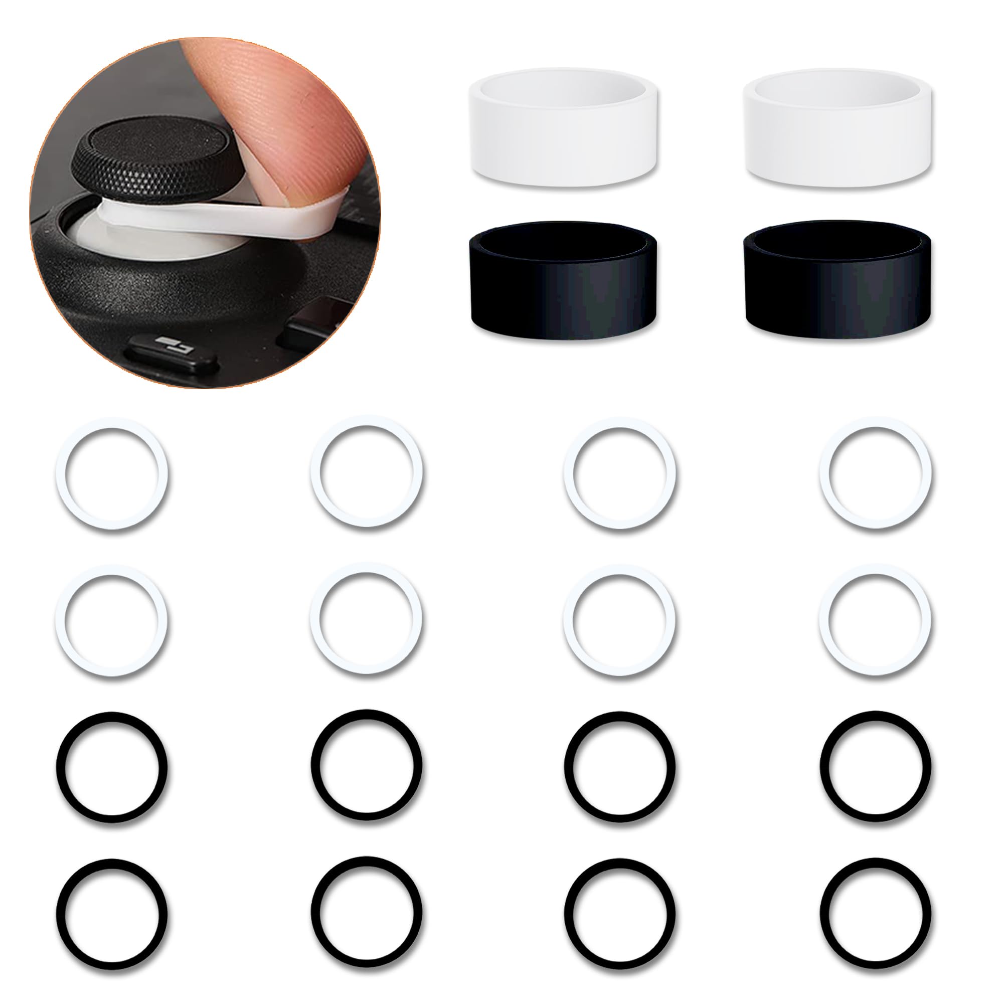 YIMATEECO Joystick Protectors Silicone, 20Pcs Invisible Protection During Gaming, Elastic Protective Ring Compatible with Steam Deck/Xbox/Switch Pro Controller/PS4/PS5 Joystick (Black+White, 20Pcs)