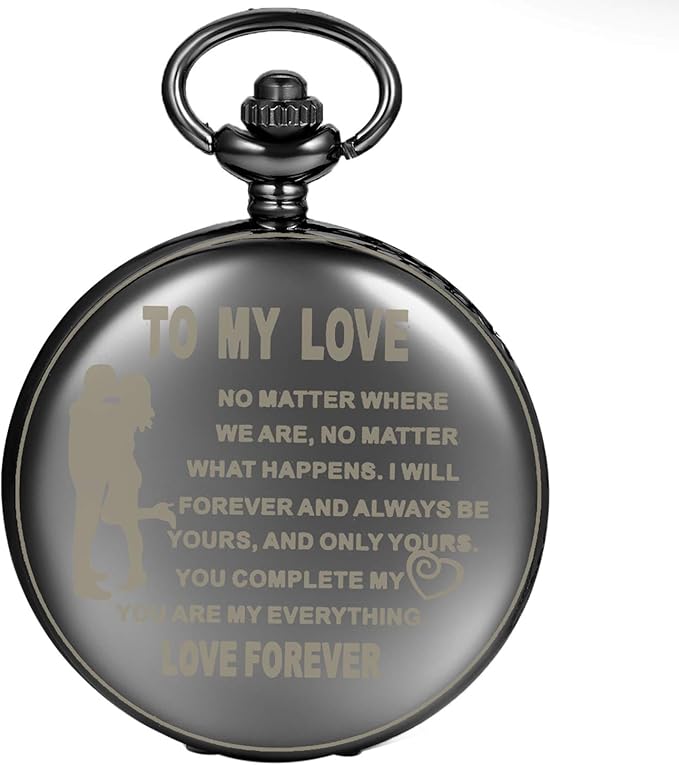 JewelryWe Taschenuhr Herren Damen mit Gravur Liebe to My Love, Glatt