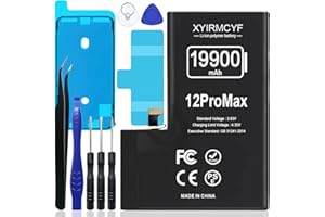 XYIRMCYF 19900mAh Super Capacity Battery Compatible with iPhone 12 Pro Max, 0 Cycle Li-Polymer Replacement Battery for iPhone 12 Pro Max, with Professional Repair Tool Kit