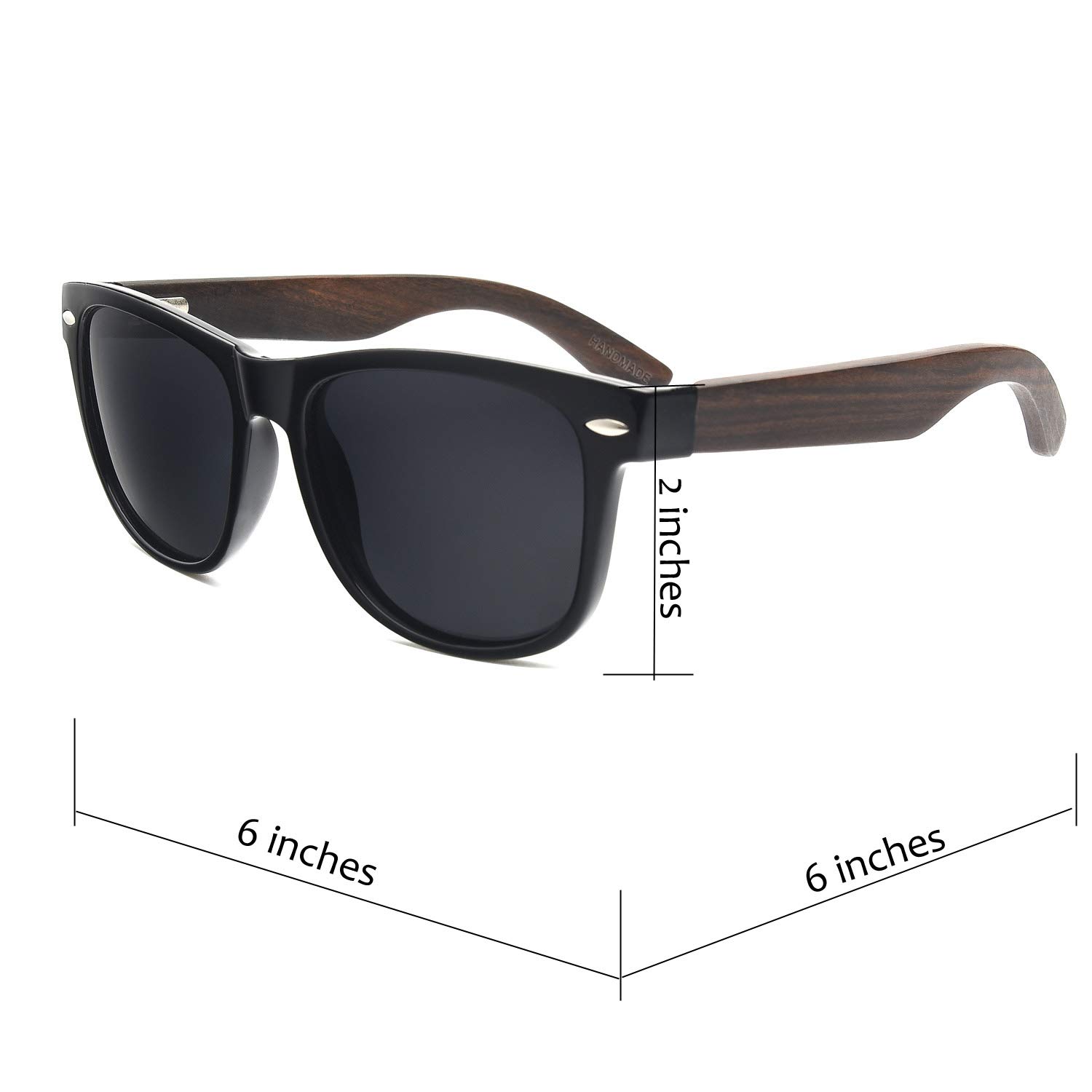 ABLIBI Men\'s Bamboo Wooden Sunglasses Polarized Driving Eyewear for Women in Wood Box(Grey)