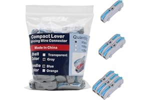 YQSIYU Compact Lever Splicing Wire Connectors, 60 Pcs Lever Wire Connectors Kit 1 Conductor Lever Nuts with Blue Handle