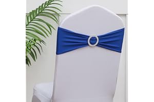 Gankar Royal Blue Spandex Chair Sashes 100 Pack, Royal Blue Chair Bows for Wedding Party Banquet Theme Event Decorations