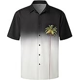 Hardaddy Men's Hawaiian Shirt Short Sleeves Coconut Printed Button Down Summer Beach Casual Shirts