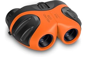MEET SUN Best Toys for 4-9 Years Old Boys, VNVDFLM Binoculars Toys for Kids, 8x21 Compact Telescope Gifts for Children to Wildlife and Theater, Easter for Girls Age 3-8 (Orange)