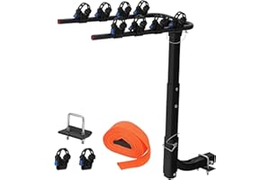 Garvee 4 Bike Rack Hitch Mount Foldable Bike Rack for Cars,Steel Bike Carrier for SUV,Bicycle Car Racks with Lock, Straps