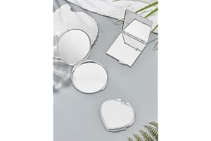 3Pcs Mini Mirror, Platinum Heart Square Flat Round DIY Iron Cosmetic Mirrors, Sublimation Blank Pocket Makeup Mirror for Girl