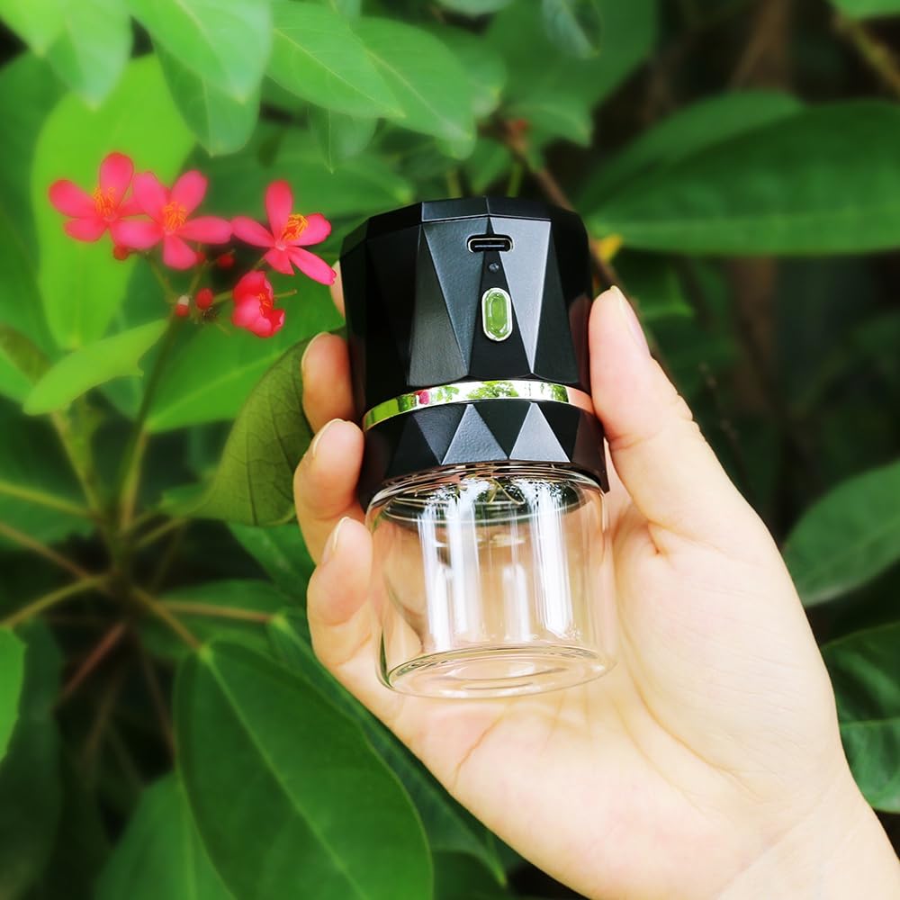 Mini Small Herb Grinder Electric, Spice Crusher With 2inx3.5inches 1.7oz/50ml Glass Jar, Portable Rechargeable Automatic