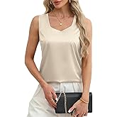 CAPE CLIQUE Silk Satin Tank Tops for Women V Neck Sleeveless Camisole 2025 Summer Basic Blouses Work Outfits Shirts
