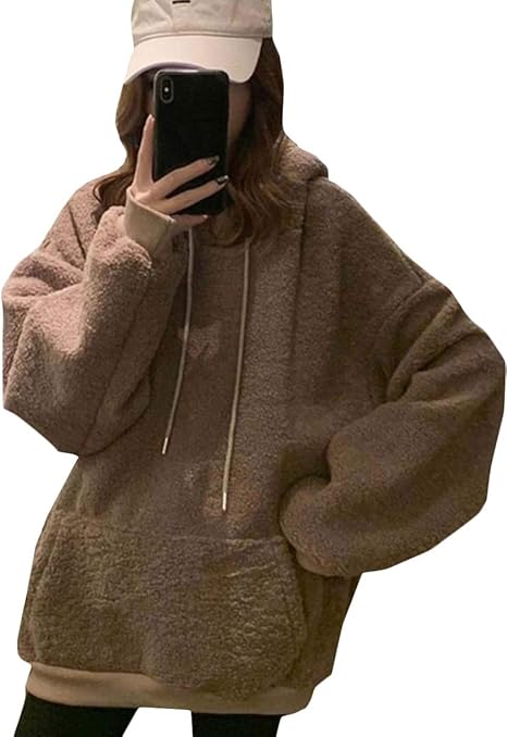 Amazon Mlboss パーカー レディース もこもこ トレーナー ボア フード付き ボアパーカー ゆったり あったか プルオーバー 厚手 ふわふわ トップス 大きいサイズ ポケット アウター 秋 冬 トレーナー パーカー 通販