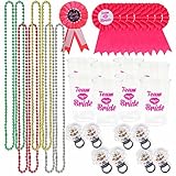 Joyin Toy Bachelorette Party Accessory Set Including 8 Light Up Rings, 8 Beads Necklace, 8 Team Brides Transparent Plastic Cups, 8 Team Brides Badges and 1 Bride to Be Badge