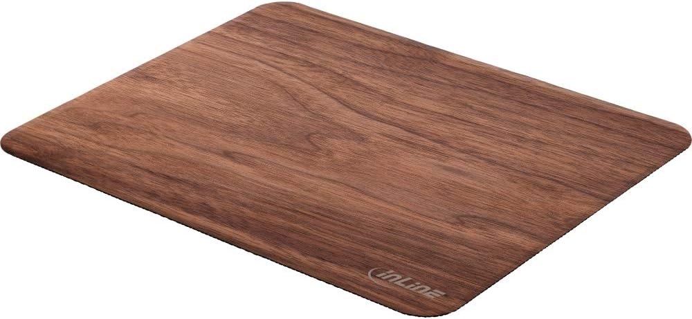 InLine® 55477W WoodPad, Real Wood Mouse Mat, Walnut, 240 x 200 mm, 240L x 200W mm