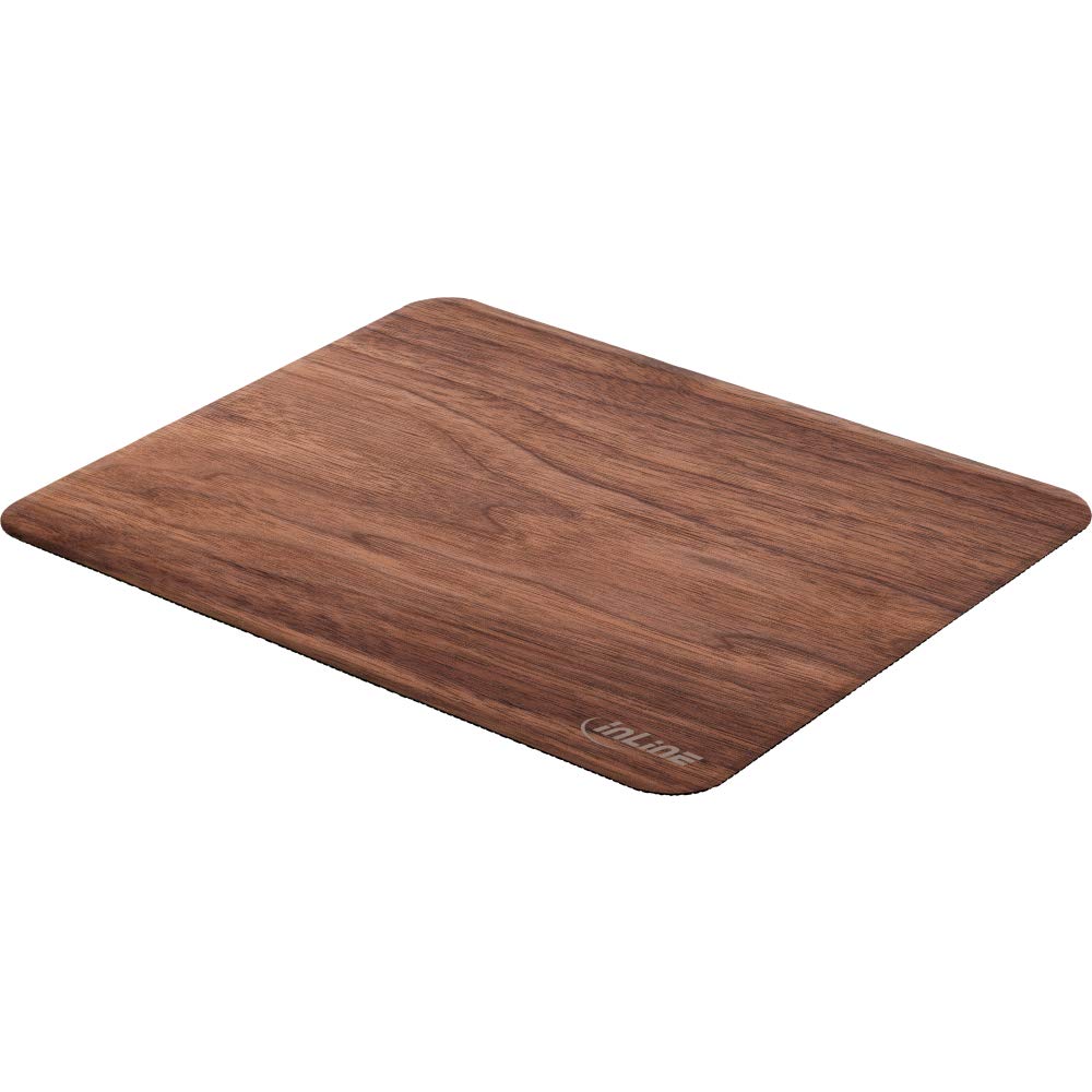 InLine® 55477W WoodPad, Real Wood Mouse Mat, Walnut, 240 x 200 mm