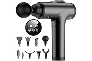 AYURA Massage Gun Deep Tissue, Percussion Muscle Massage Gun with 9 Heads 30-Speed Levels, Portable Handheld Massager Gun for Back Whole Body, Gifts for him her (Grey)