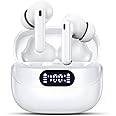 TUMJUN Wireless Earbuds, 42H Playtime Bluetooth 5.3 Headphones, HiFi Stereo Call Noise Cancelling Earbuds, IPX7 Waterproof Stereo in-Ear Earphones with LED Display for iOS Android (White)