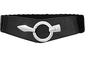 Women Fashion Vintage Wide Elastic Belt SUOSDEY Stretch Waist Belt with Interlock for Dresses