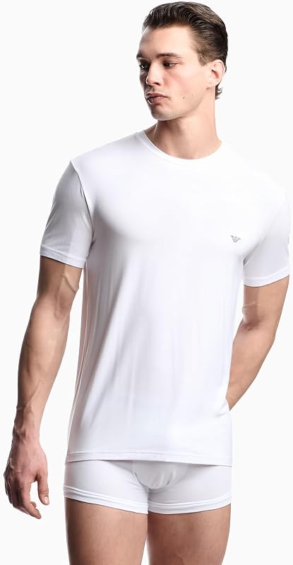 T-Shirt Girocollo da Uomo in Morbido Modal Bianco, vestibilità Aderente M, Bianco, M