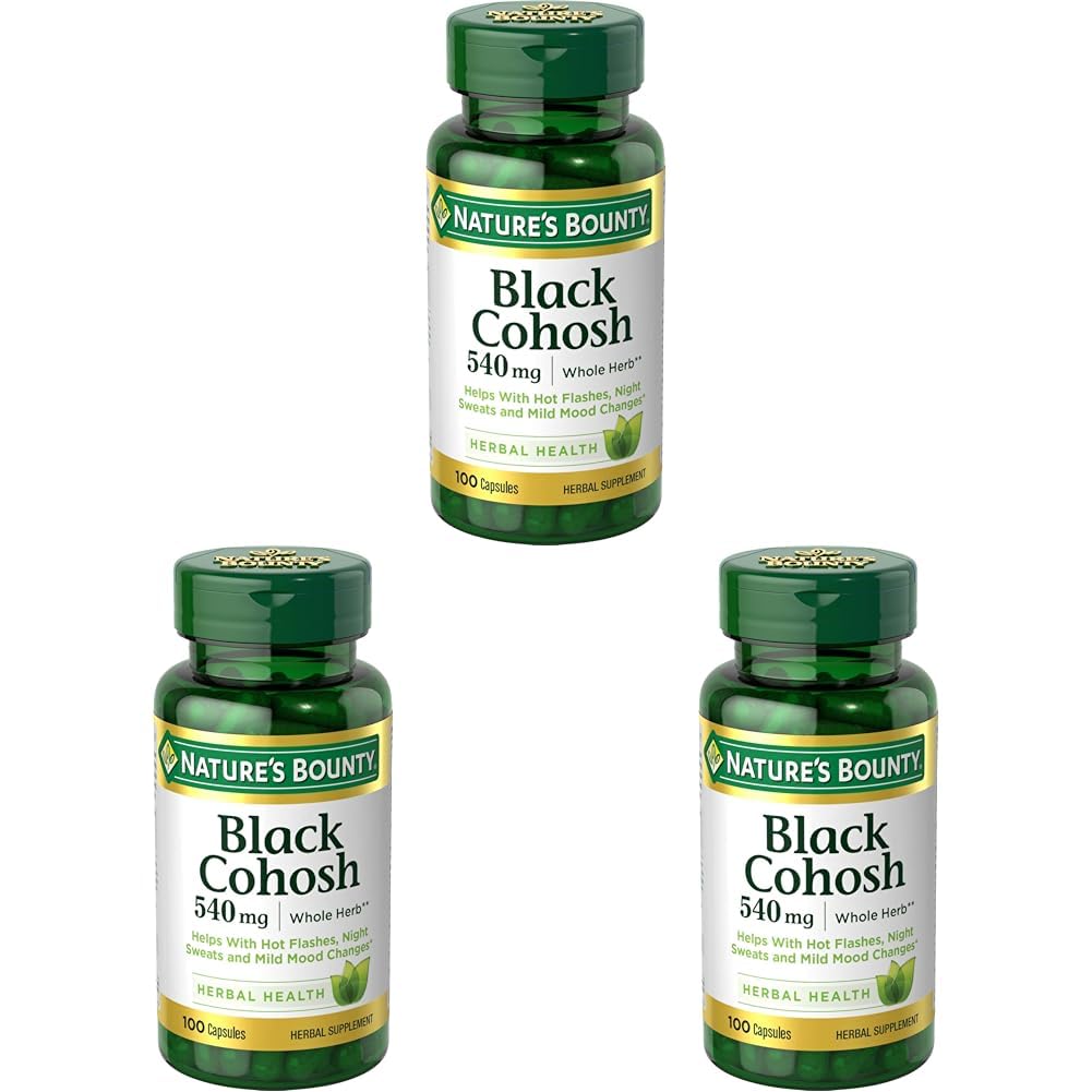 Nature's Bounty Black Cohosh Root Pills and Herbal Health Supplement, Natural Menopausal Support, 540 mg, 100 Capsules (Pack of 3) Image