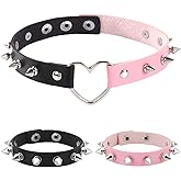 Tosmifairy 3 Pieces Leather Choker Collar and Bracelets Combo Punk Rock Gothic Jewelry Set Emo Costume Accessories for 80s 90s Vintage Womens Men