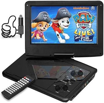 Amazon Com Dr J 11 5 Portable Dvd Player With Hd 9 5 Swivel Screen Rechargeable Battery With Wall Charger Car Charger And Av Cable Sync Tv Projector Function Support Usb Flash Drive Sd Card