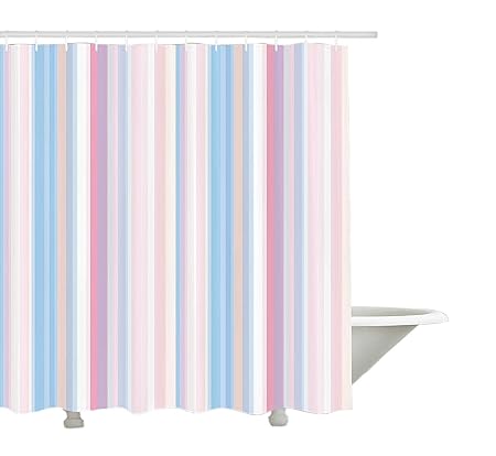 Yeuss Abstract Shower Curtain By Vertical Lined Soft Pastel