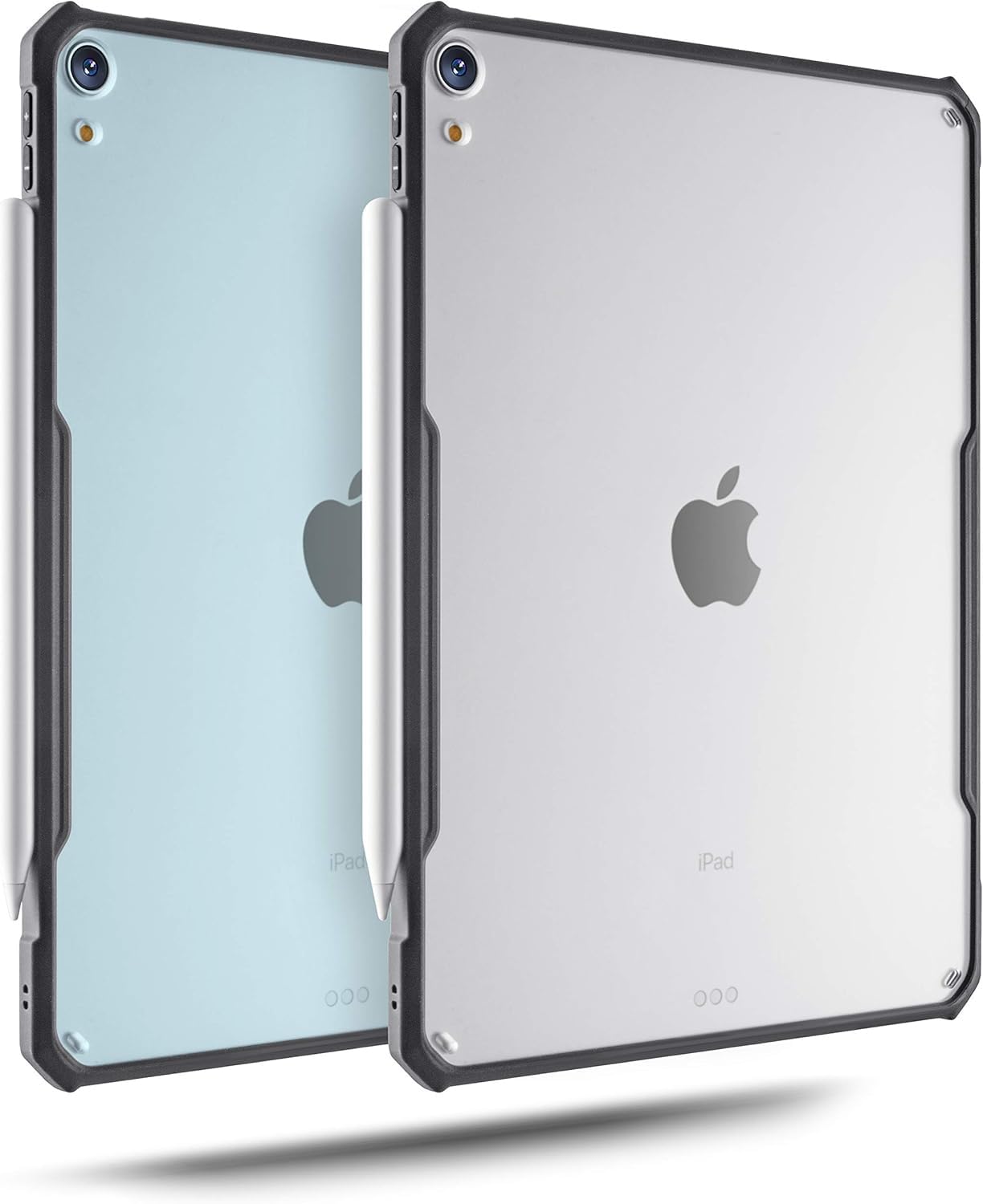 TineeOwl iPad Air 4 Case 10.9 inch 2020, Ultra Thin Matte Clear Case, Supports Apple Pencil Charging and Touch ID, TPU Bumper (Black/Matte Back)