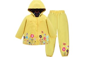 LZH Girl Baby Kid Waterproof Hooded Coat Jacket Outwear Suit Raincoat Hoodies with Pants