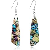SELOVO Jasper Stone Earrings for Women Trendy Dangle Earrings Fishhook Drop Earrings