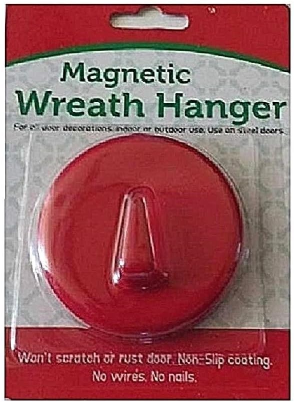 Wreath Hangers - Magnetic Wreath Holder for Steel Doors - Red - No Nails No Wires! Holds up to 6 pounds