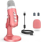 zealsound K66 USB Condenser Microphone Pink, Plug & Play with Noise Cancellation view 3