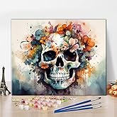 TUMOVO Paint by Numbers for Adults Beginner, Abstract Skull with Floral Adult Paint by Number Kits Kids Paint by Number DIY Oil Painting Kit on Canvas Painting by Numbers for Adults, 16 x20 Inch