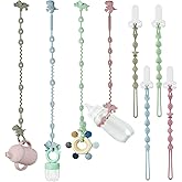 PandaEar 8 Pack Baby Toy Holder Straps & Silicone Pacifier Clips, Dinosaur Silicone Toy Strap for Baby, Teether Harness Strap