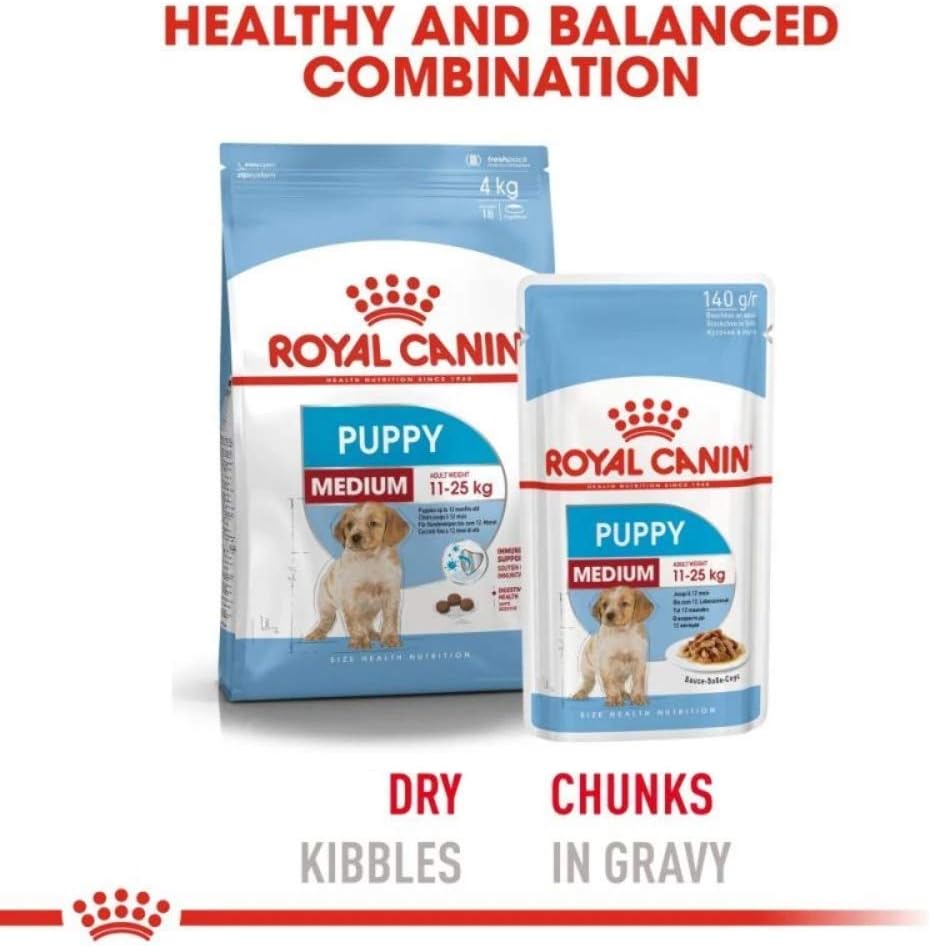 Royal Canin Medium Puppy in Gravy Wet Food (10 x 140g Pouches), 1.4 kg (Pack of 1) - Image 4