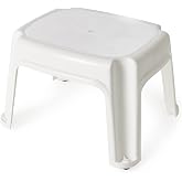 Gracious Living 1-Step Portable Plastic Stool, White, for Dorm &amp; Home | For Classrooms, Offices, Kitchens, Bathrooms, Bedrooms, Garages, Household Tasks, Everyday Essentials &amp; Hard-to-Reach Areas