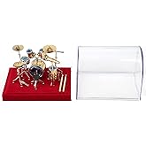 Miniature Drum Set Model, Desktop Finger Drum Set Miniature Musical Instrument Set Figurine for Home Office Desk Decoration, Display with Storage Box (5.4 Inch)