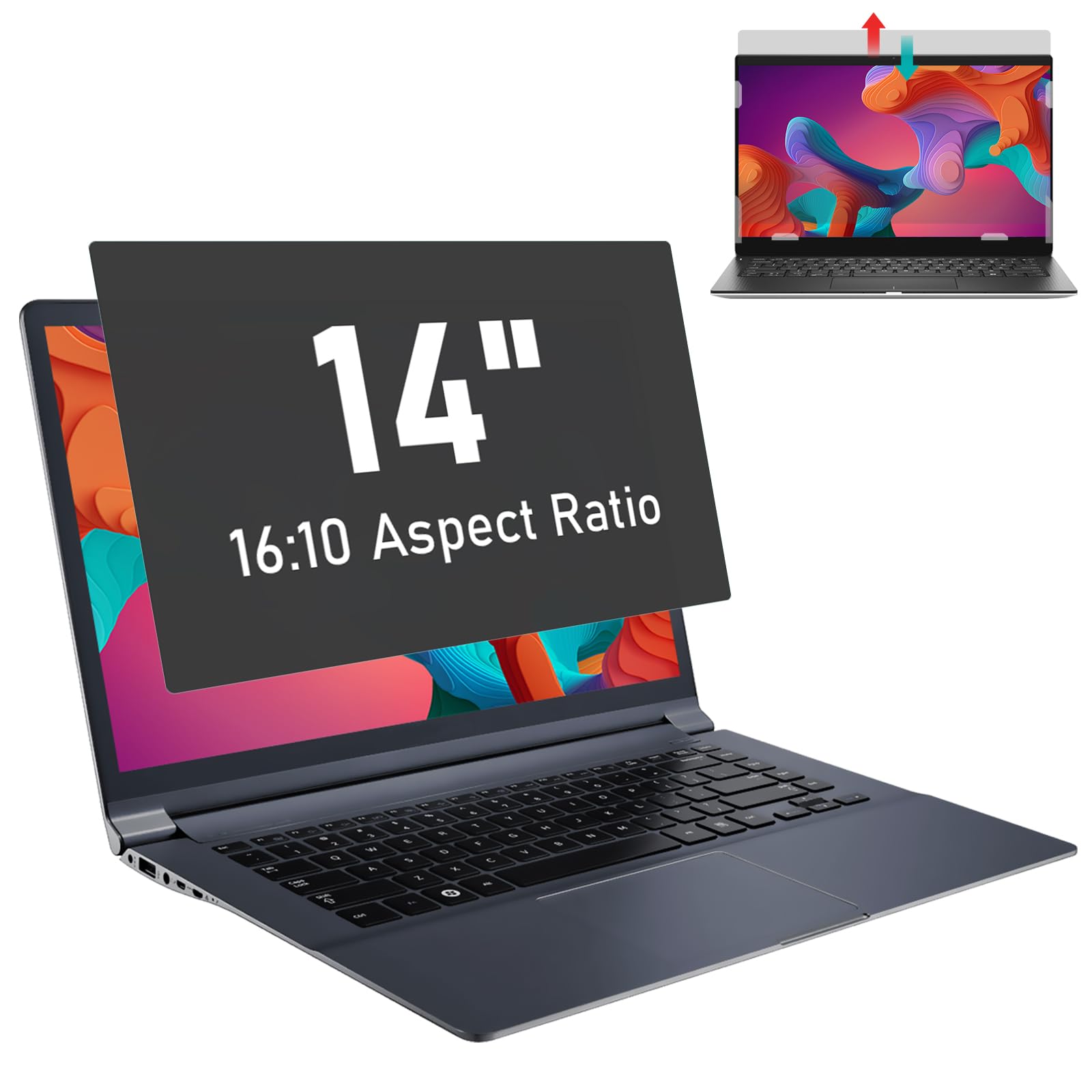 SOPPY 14 inch Anti Spy Laptop Privacy Screen Filter for 16:10 Widescreen Display, Anti Glare Screen Protector for NoteBook, Laptop Monitor Screen Privacy Filter, UV and Blue Light Filter (14",16:10)
