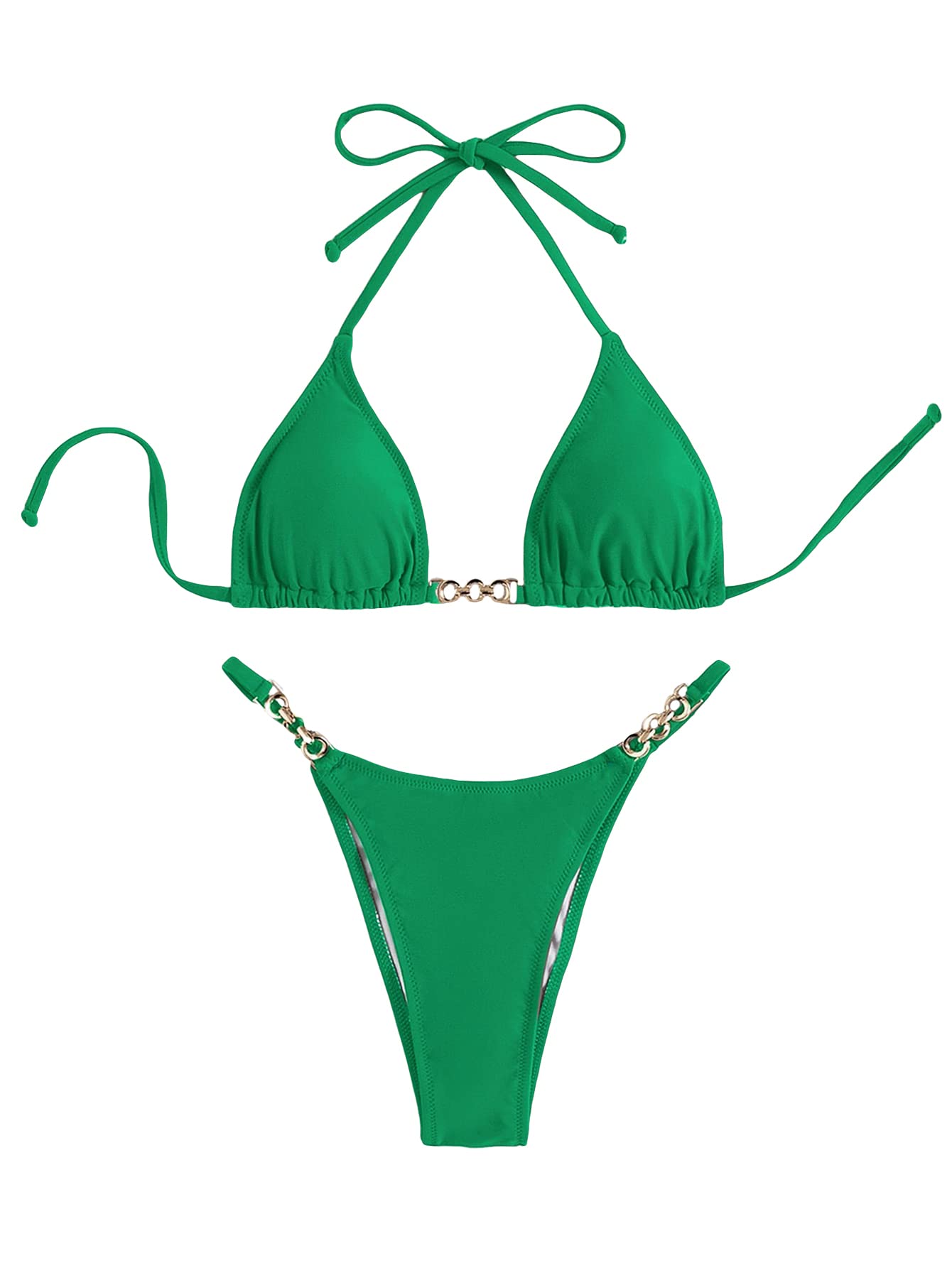 Women's Lycra Triangle Bikini Set, Minimalist Halter Swimwear For Summer Beach Women's Lycra Triangle Bikini Set, Minimalist Halter Swimwear For Summer Beach