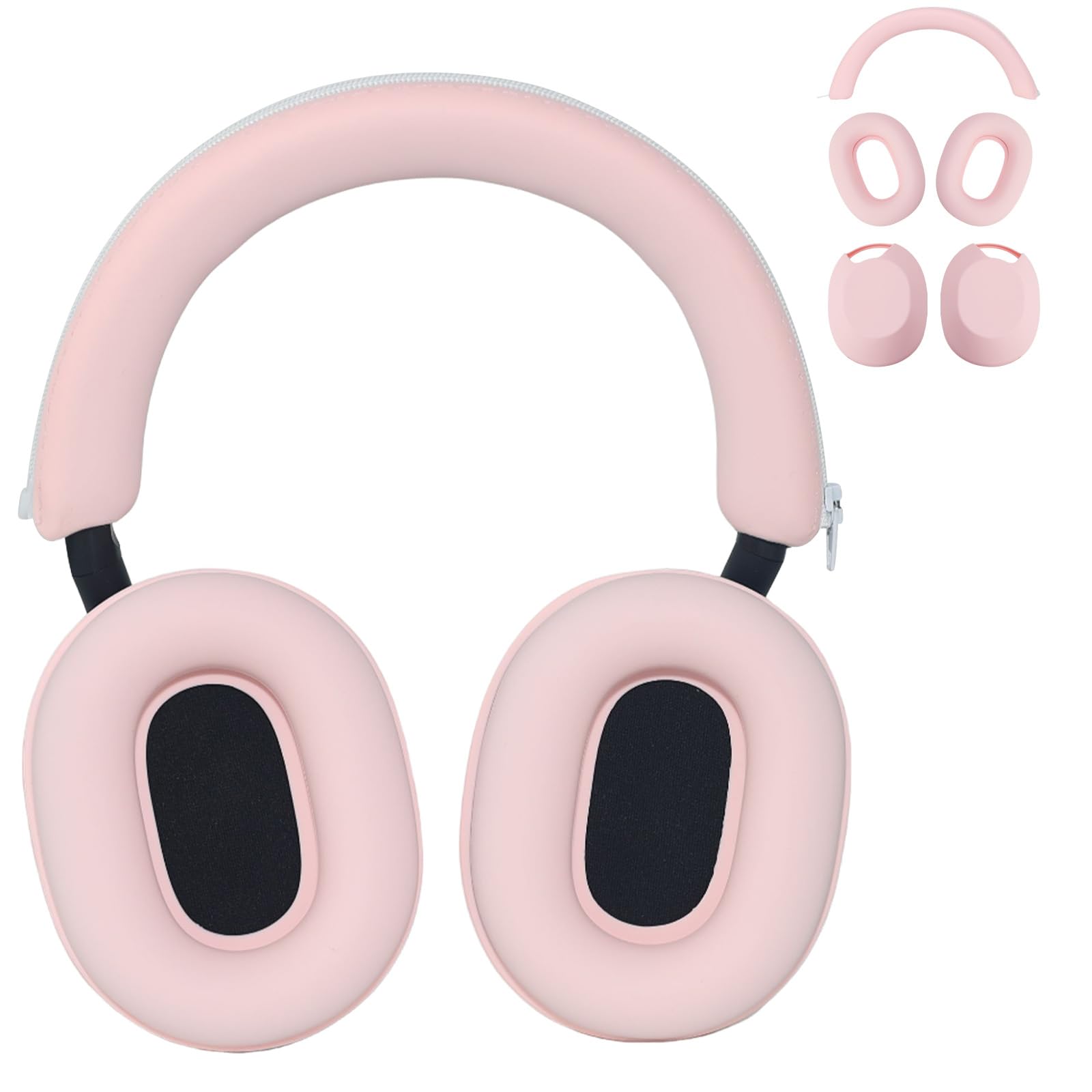 Photo 1 of Adhiper 3-in-1 Silicone Sweat Case Cover for Sony WH-1000XM5 Headphones, XM5 Covers Accessories Silicone Ear Pads Covers & Headband Cover & Ear Cups Protector, Washable & Sweatproof - Pink