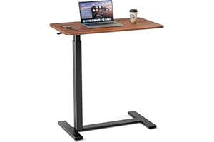 UOCFYK Mobile Bed Laptop Desk with Lockable Wheels and Height Adjustment Function Versatile Overbed Table for Hospital Bedside and Efficient Home Office, Brown