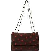 Strawberry Purse Corduroy Tote Bag for Women Cute Aesthetic Crossbody Bag Fashion Chain Shoulder Handbag Canvas Wallet
