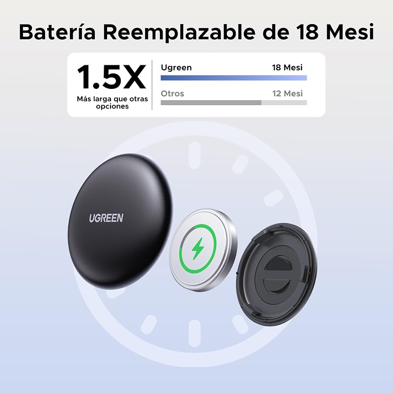 UGREEN FineTrack Mini Tag Locator Bluetooth SmartTag Tracker Suporte iOS 18 Mês Battery Tracker Compatível com Find My for Keys Bagagem Carteira Bicicleta Mochila Bag (2 peças)