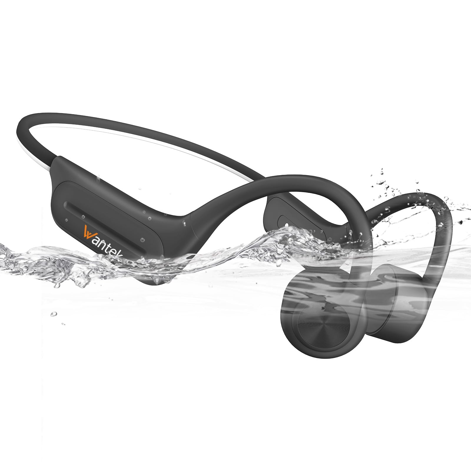 Wantek Swimming Headphones, IP68 Waterproof Bone Conduction Headphones Bluetooth 5.3 Wireless Open-Ear Headphone with MP3 Player 32 GB Storage Underwater Earphones for Swim, Runing, Cycling