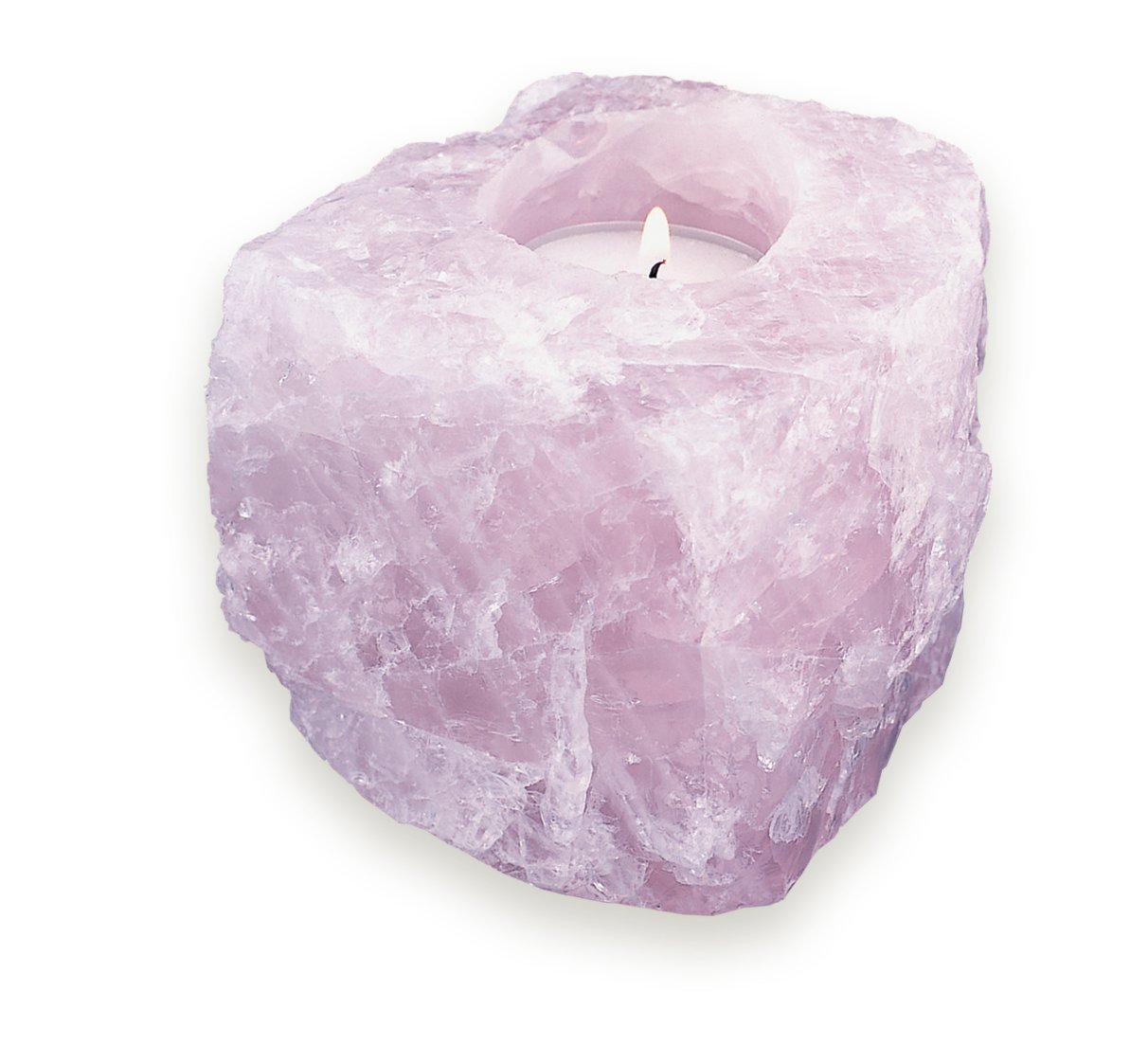 Quality Rose Quartz Tea Light Candle Holder - Free Tea Light Included!