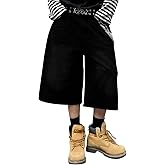 HUNGSON Mens Baggy Jean Shorts for Men Women Loose Fit Long Y2k Skater Vintage Plain Jorts Casual Wide Leg 16.5 Inch Inseam
