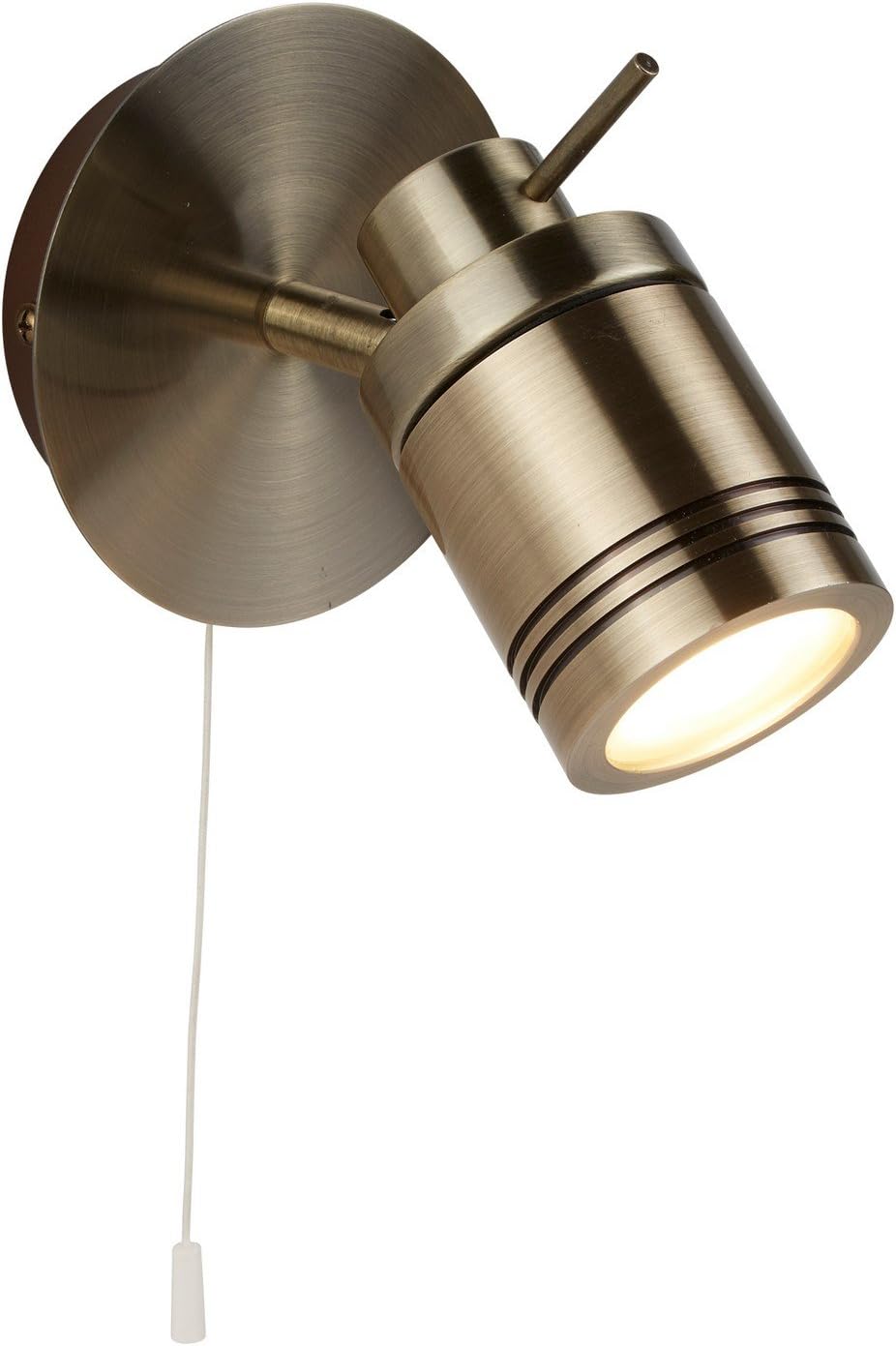 Searchlight 6601AB Samson One Light Wall Spotlight in Antique Brass