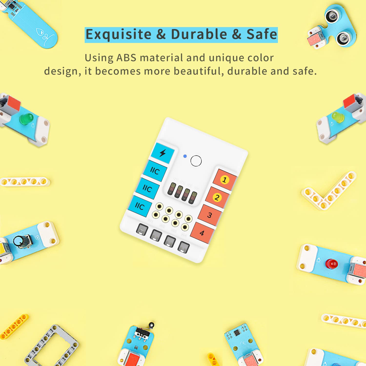 ELECFREAKS microbit Nezha Inventor Kit Planet X Starter Sensors with 40+ Learning Projects and 400+ Bricks, Micro:bit NeZha Expansion Board with 900mAh Lithium Battery(Without Micro:bit)